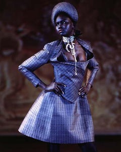 Vivienne Westwood mauve brocade structured skirt suit, fw 1997