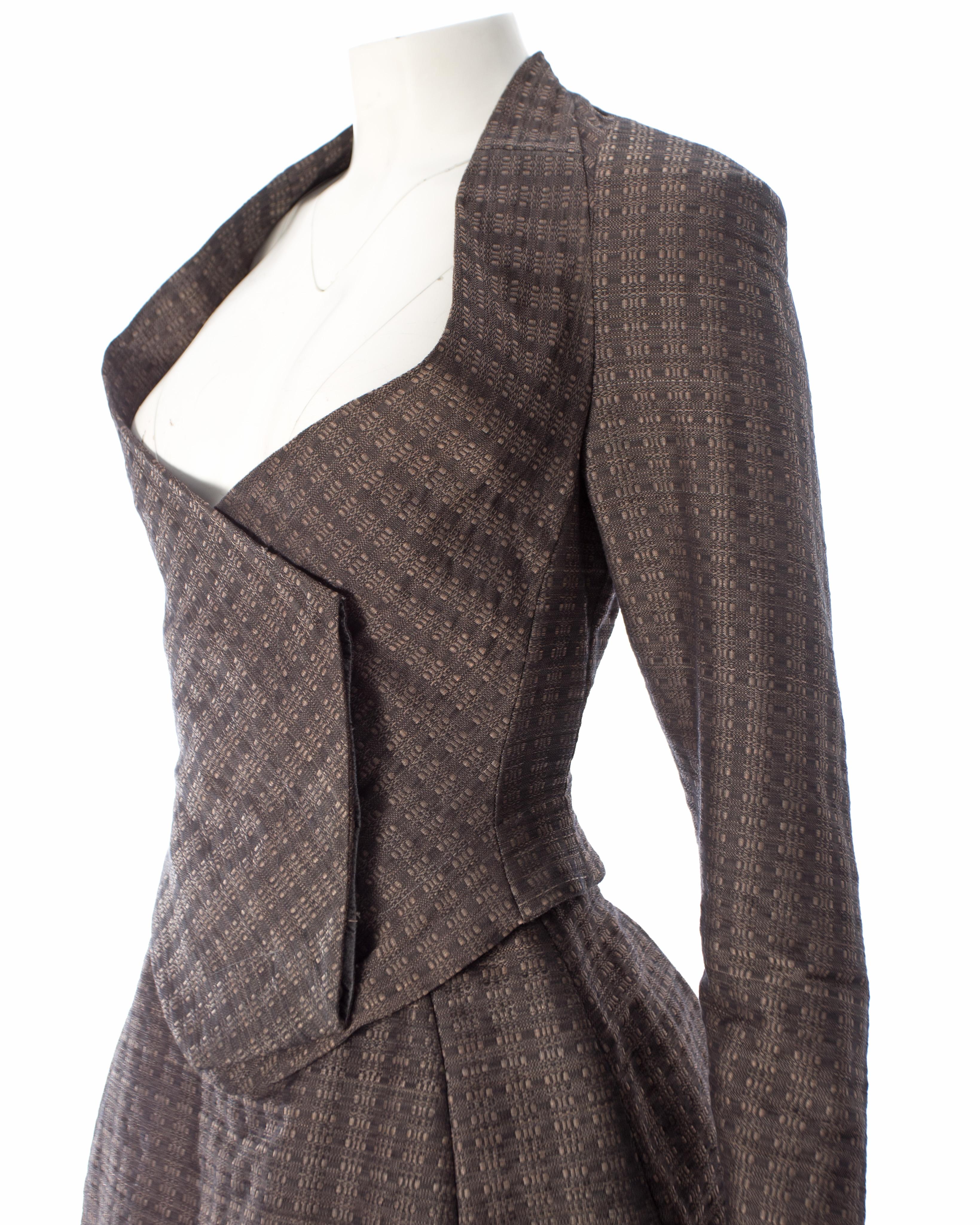 Women's Vivienne Westwood mauve brocade structured skirt suit, fw 1997 