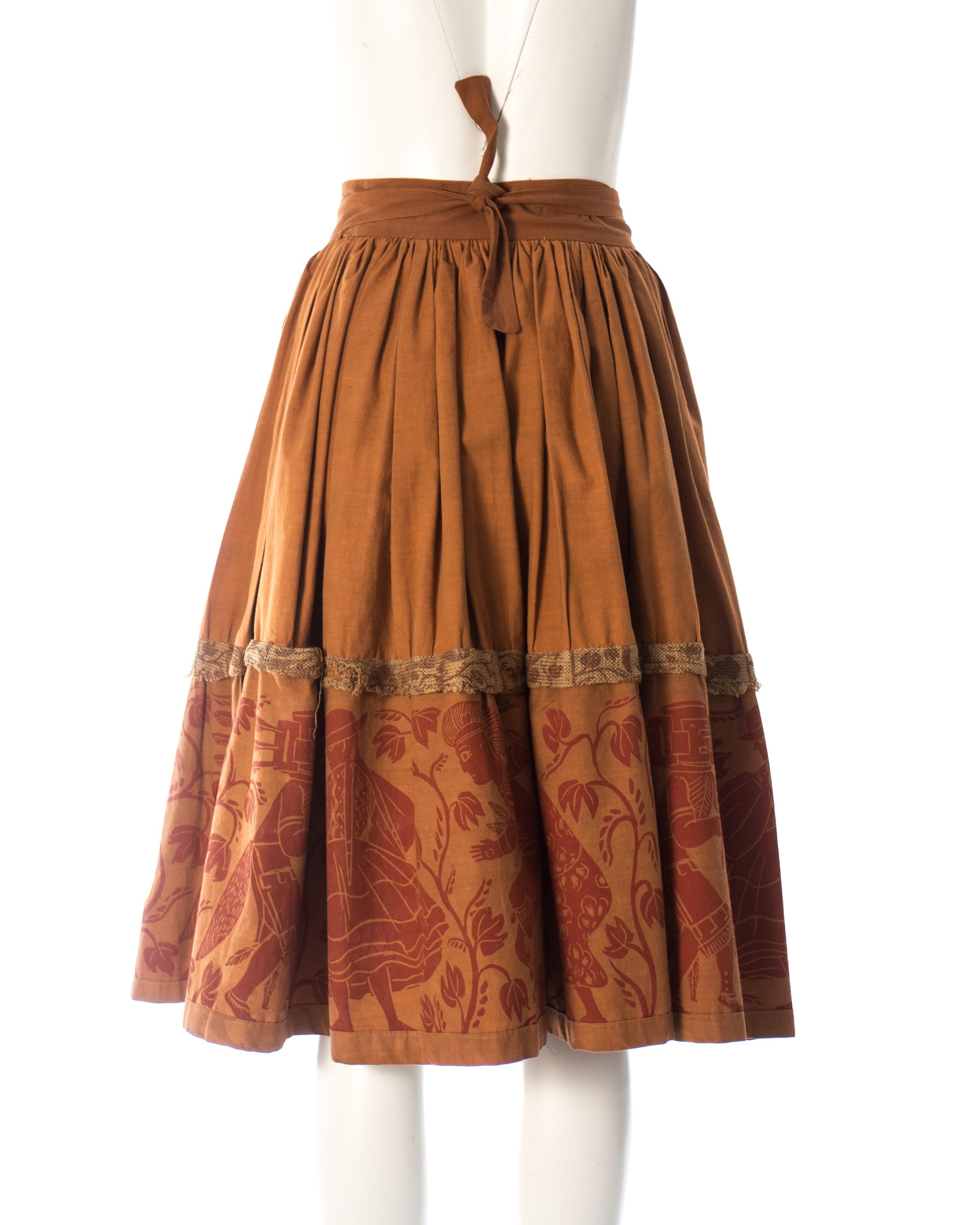 Brown Worlds End, Cotton screen printed wrap skirt, Nostalgia of Mud AW 1982