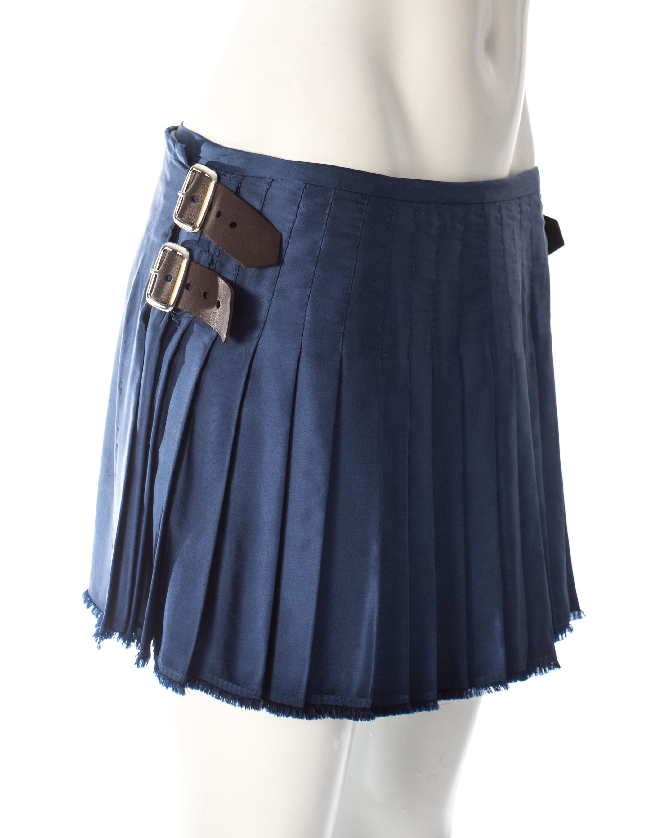 blue satin pleated skirt