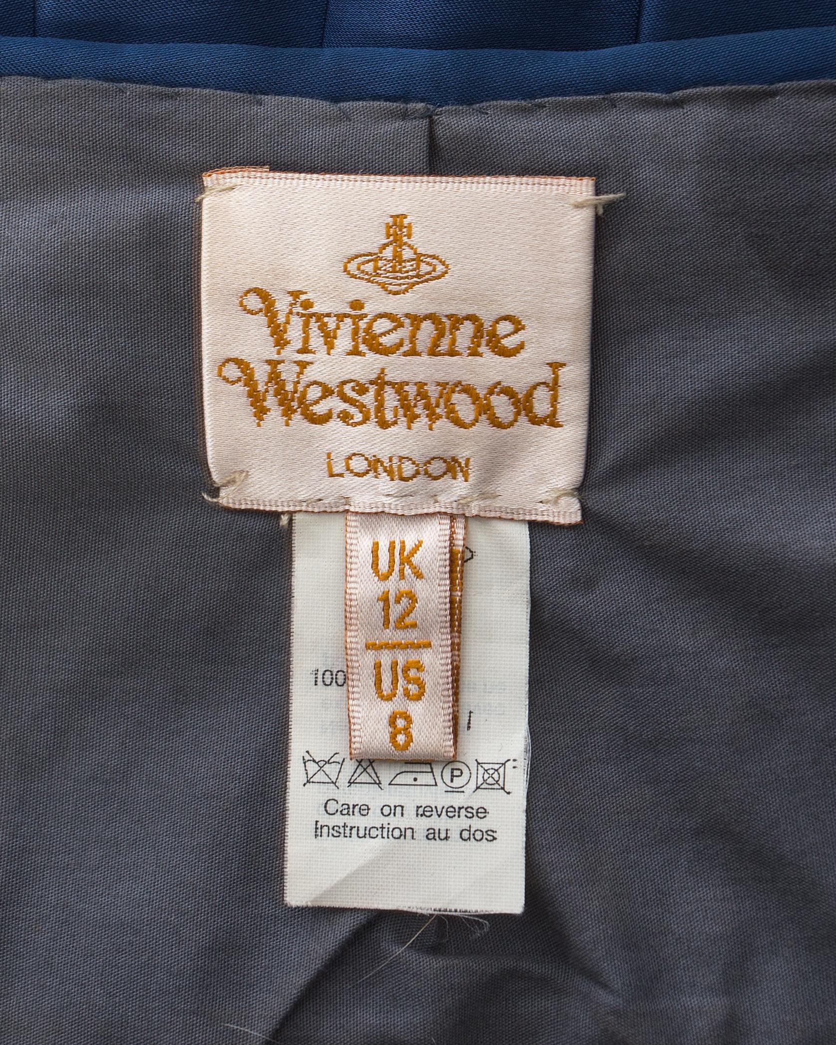 Vivienne Westwood, blue satin pleated wrap mini skirt / kilt, AW 2003 3