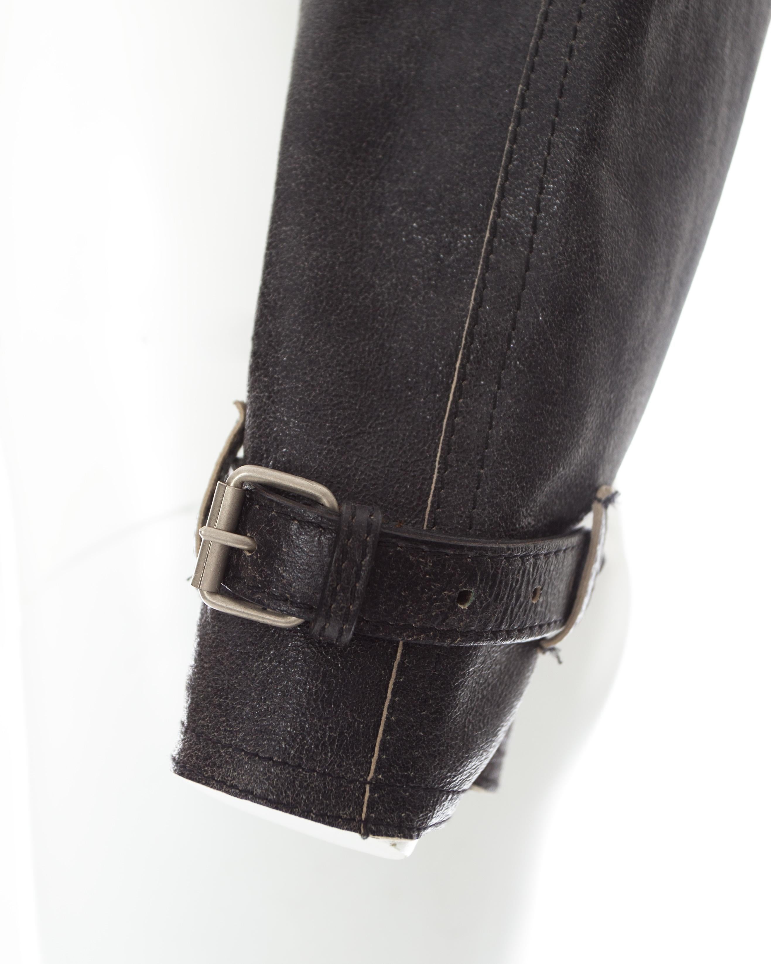 Black Jean Paul Gaultier black leather cropped jacket, S/S 2001