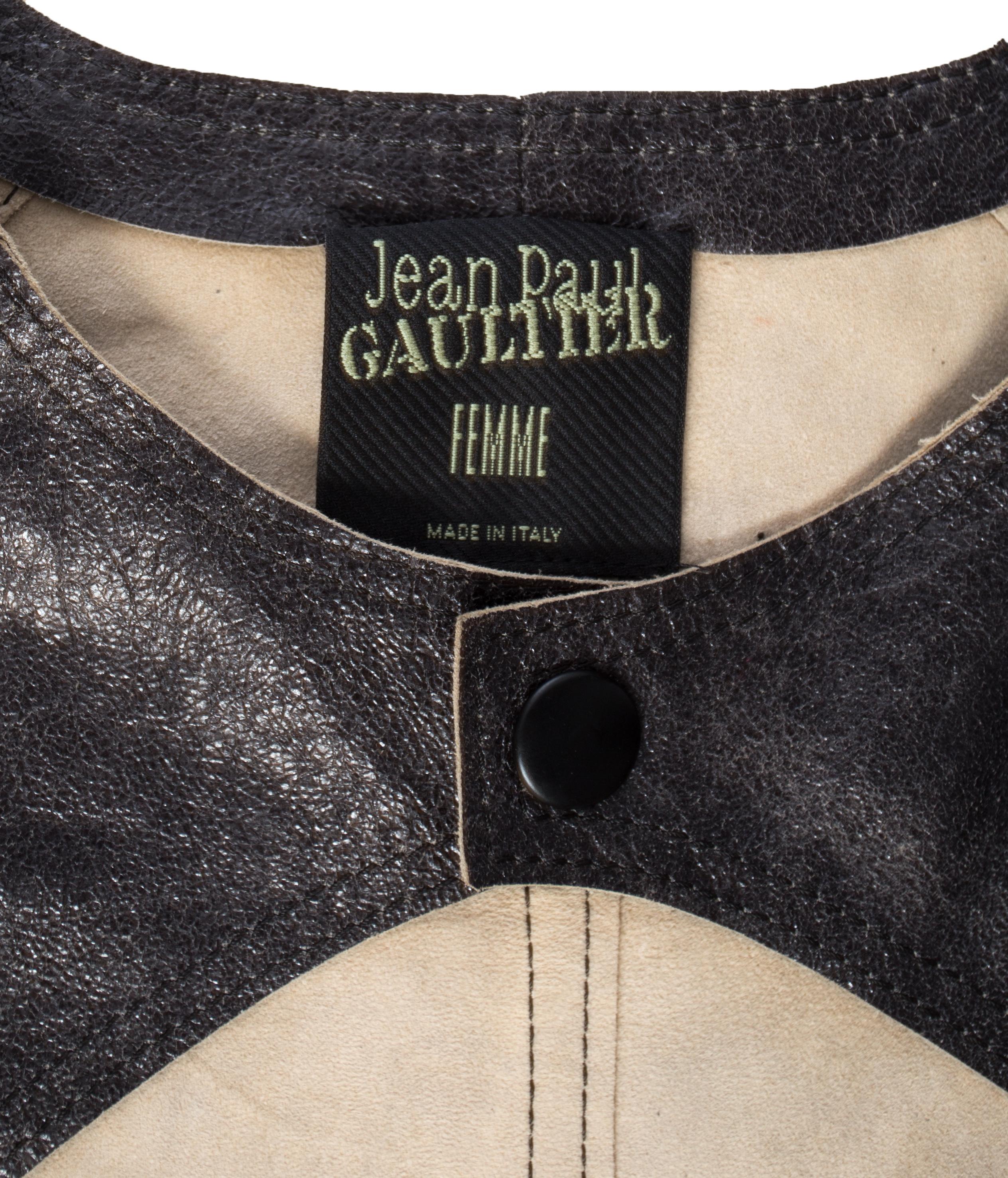 Jean Paul Gaultier black leather cropped jacket, S/S 2001 In Excellent Condition In London, GB