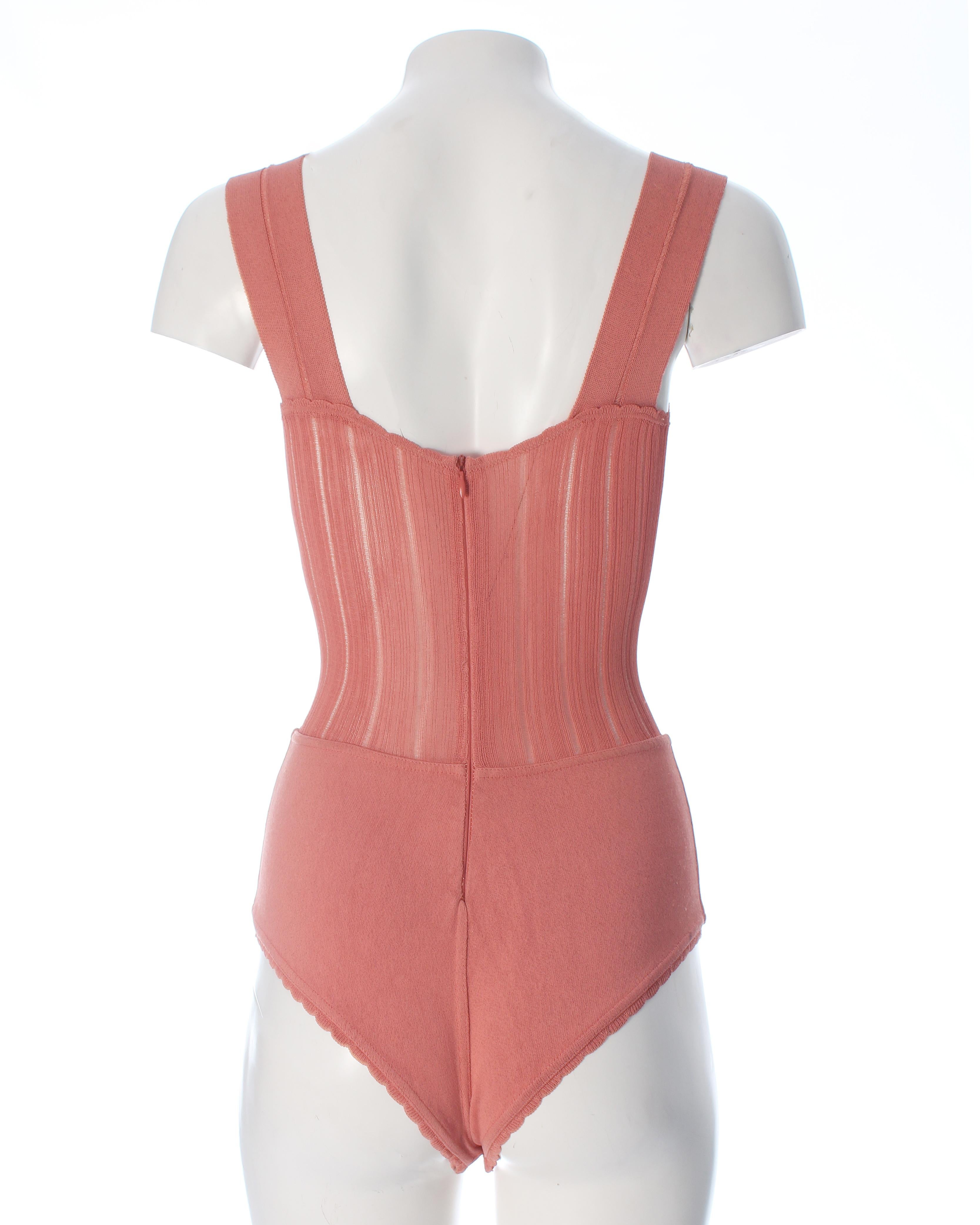 Women's or Men's Azzedine Alaia  pink knitted bodysuit, S/S 1992