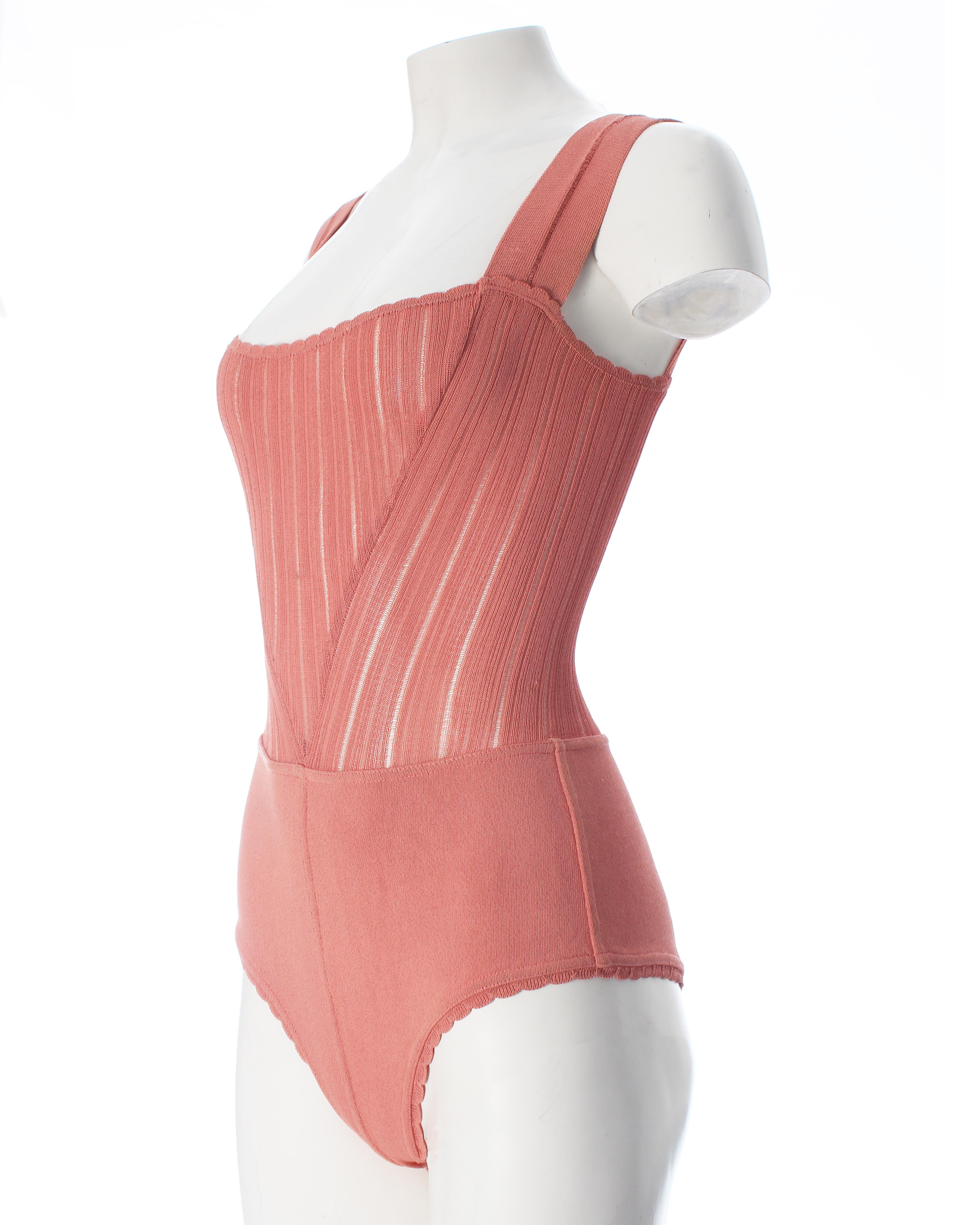 Azzedine Alaia  pink knitted bodysuit, S/S 1992 In Good Condition In London, GB