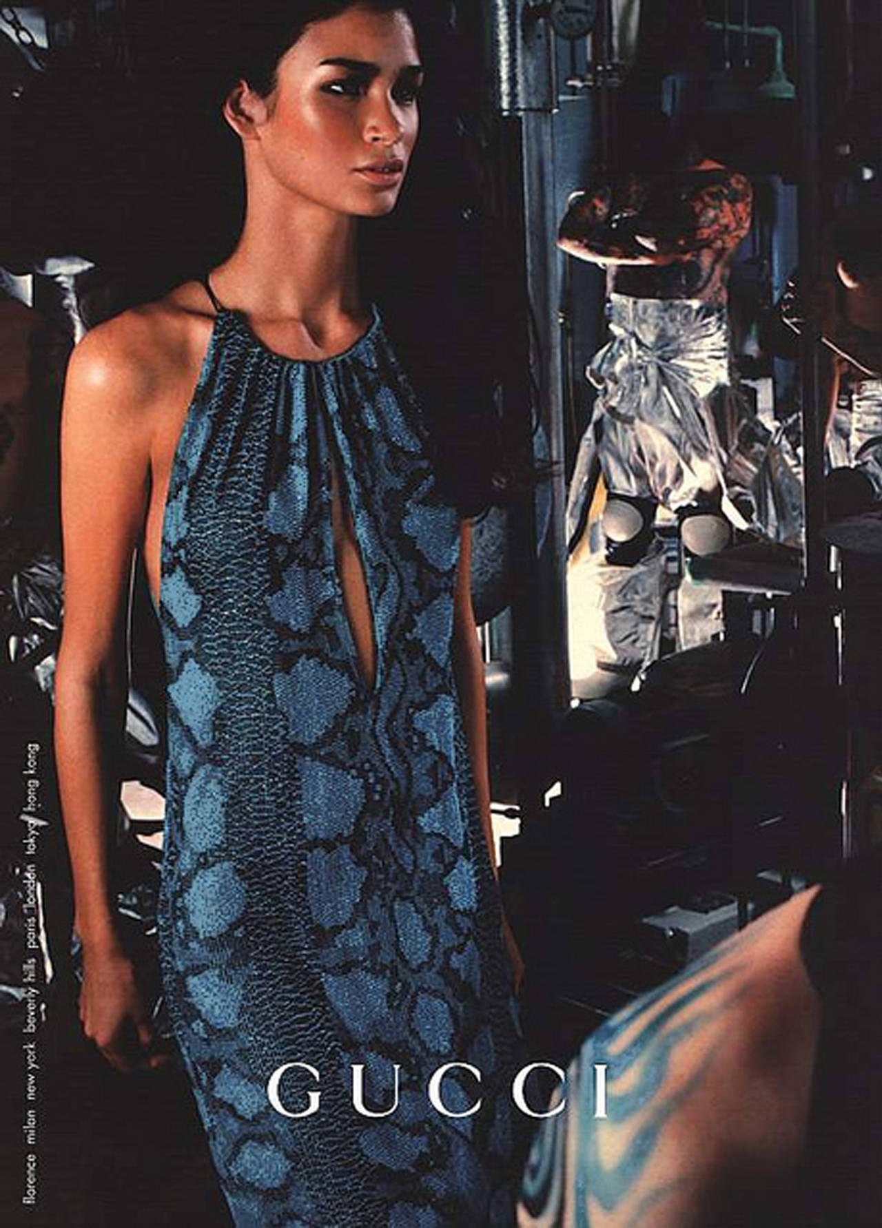 Blue Iconic Kate Moss Tom Ford for Gucci SS 2000 Beaded Python Dress