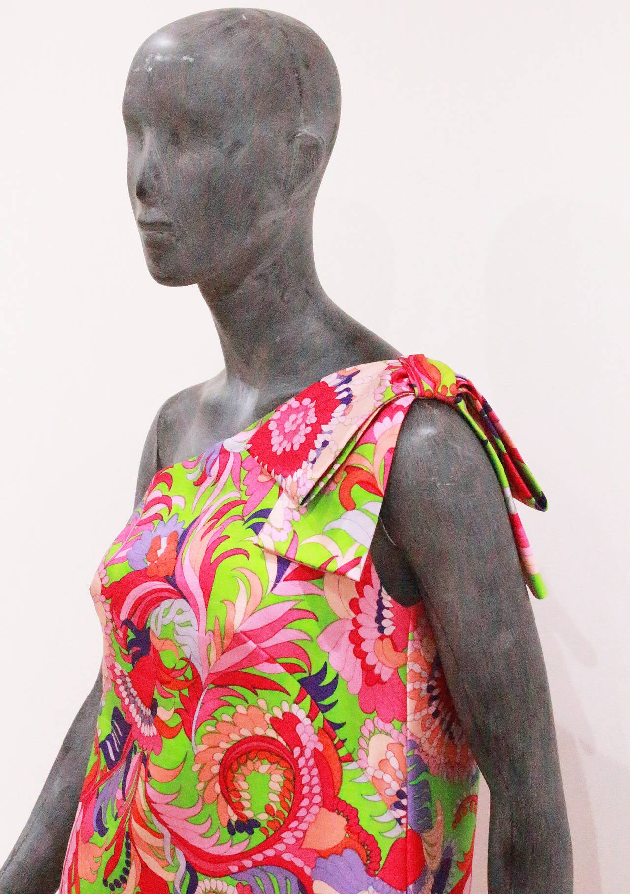 Brown Museum C.1960 Christian Dior Psychedelic Asymmetric Evening Gown