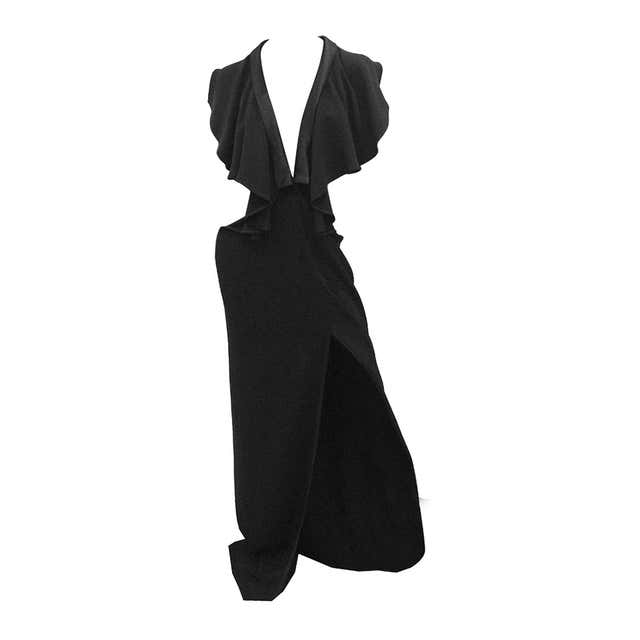 Yves Saint Laurent Black Silk Low Plunge Tuxedo Dress (S/S 2011) at 1stDibs
