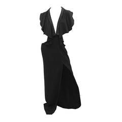 Yves Saint Laurent Black Silk Low Plunge Tuxedo Dress (S/S 2011)