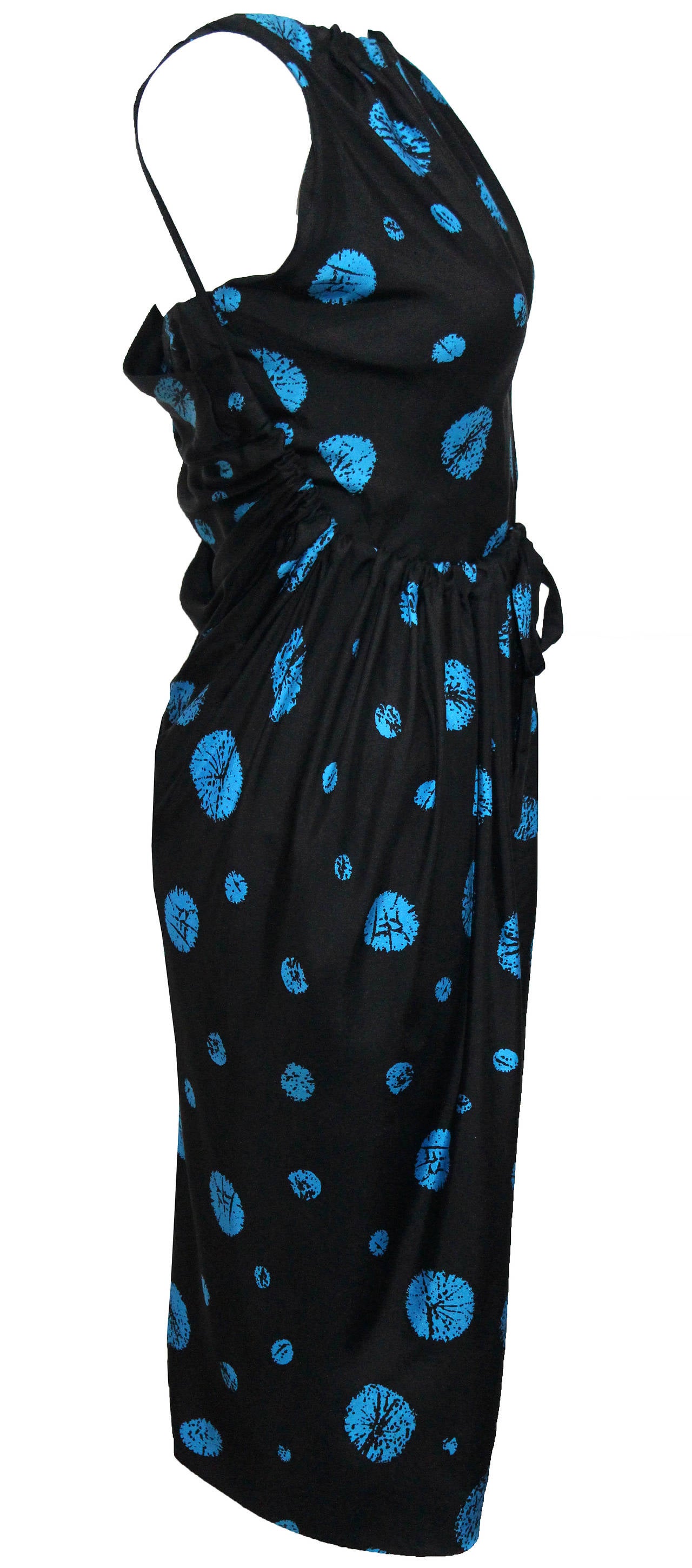 Black Early 1960s Balenciaga Silk Dandelion Dress