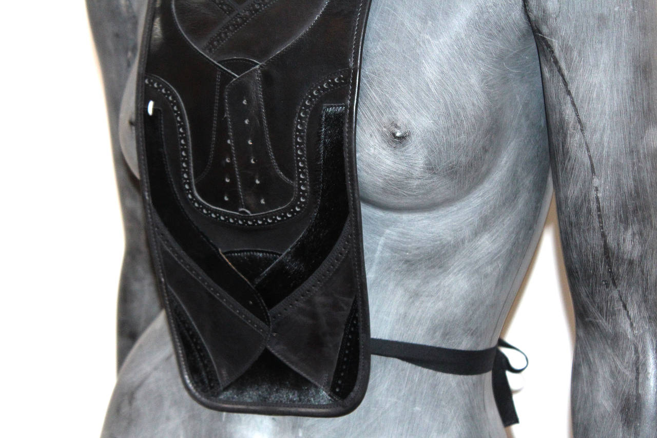 Rare Margiela Artisanal leather and pony skin bib made from oxford shoes In New Condition In London, GB