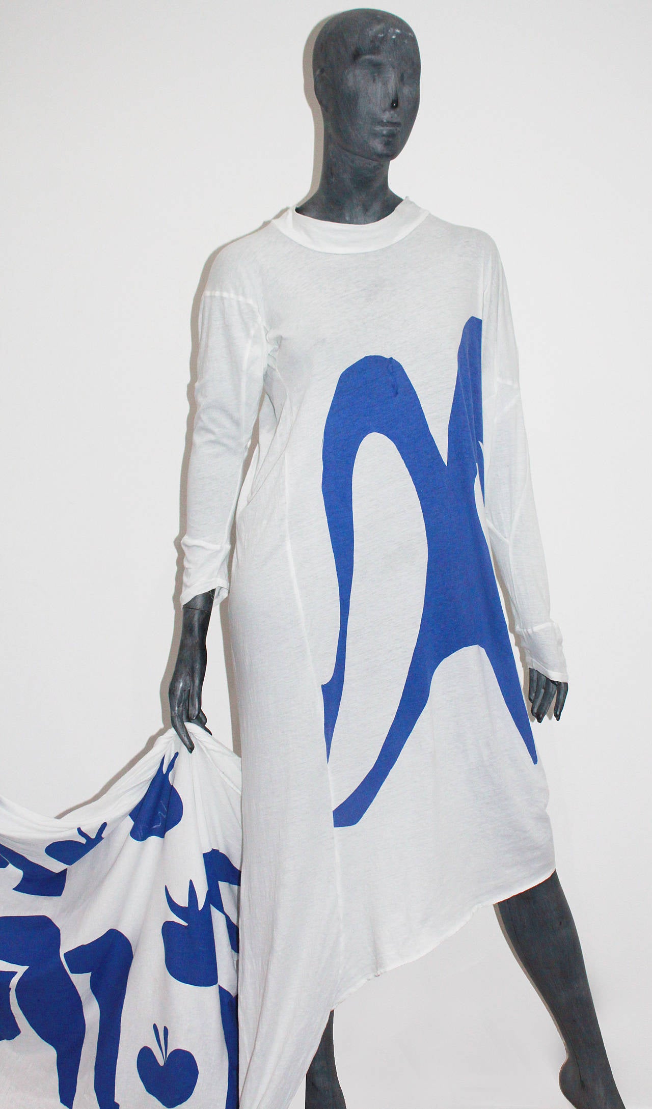 Woman's toga dress printed with Henri Matisse's Femmes et Singes - Designed by Vivienne Westwood and Malcolm McLaren. This simple T-Shapes dress is from Westwood's iconic collection Nostalgia of Mud (1982-1983).