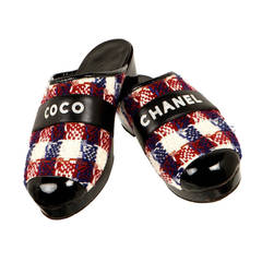 Chanel Coco Chanel Tweed Clogs Interlocking CC Logo Mules - Black Pumps,  Shoes - CHA612783