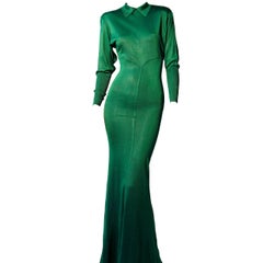 Vintage Rare Alaia Emerald Green Evening Dress, Circa 1987
