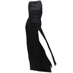 1990s Tom Ford for Gucci Black Silk High Slit Evening Dress