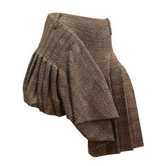 Alexander McQueen Tweed Pleated Asymmetric Bubble Skirt