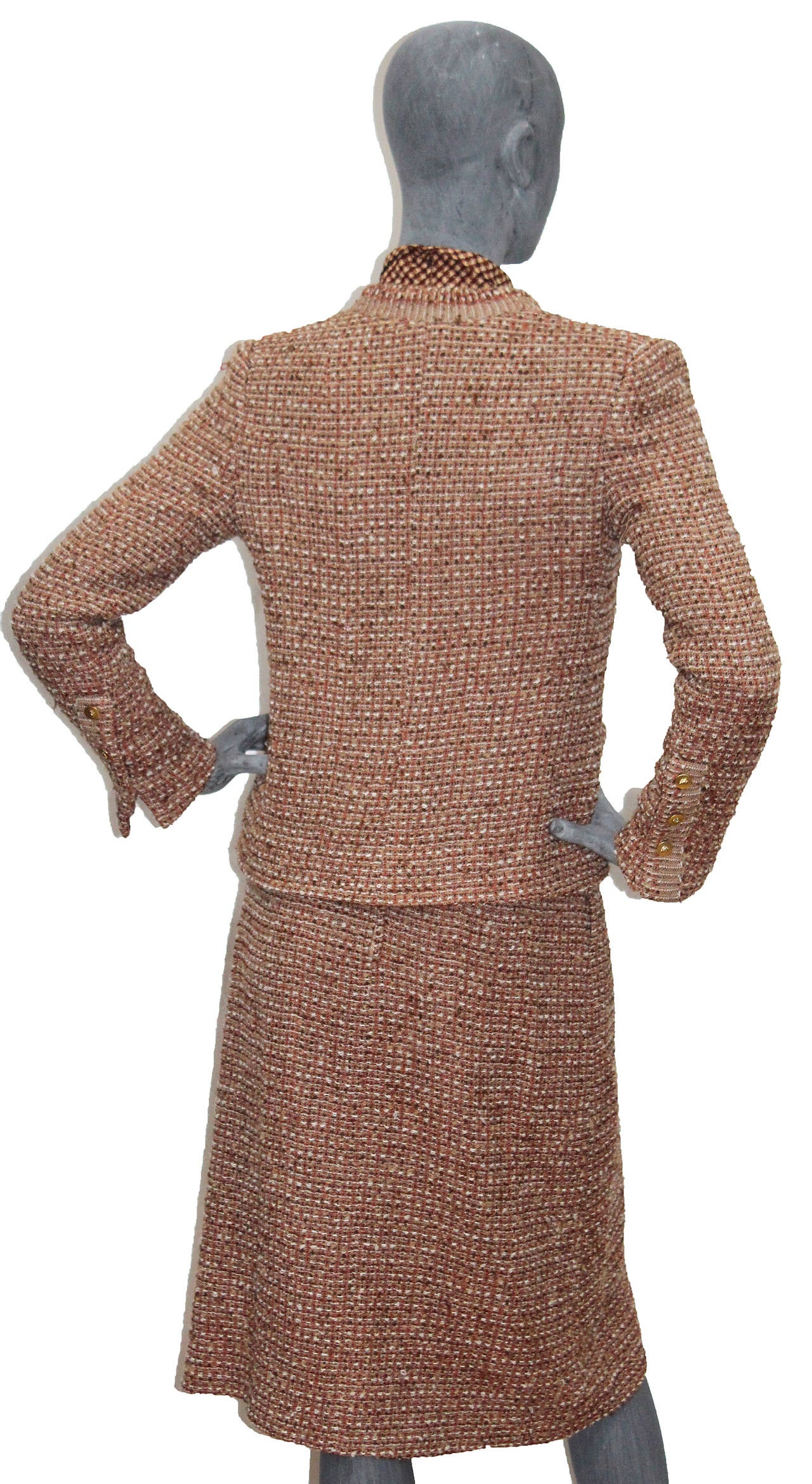 Brown 1970s Chic Tweed Chanel Suit Ensemble