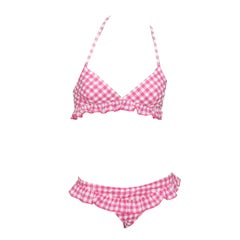 Rare Unworn Chanel gingham baby pink bikini (Saint-Tropez resort 2011)