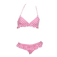 Seltener ungetragener Chanel gingham Babyrosa Bikini in Babyrosa (Saint-Tropez Resort 2011)