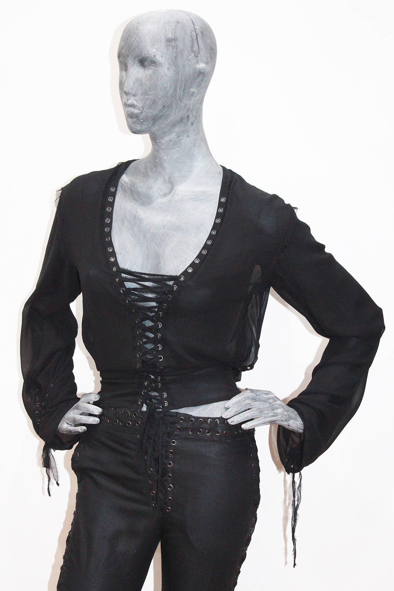 Tom Ford for Yves Saint Laurent Rock n' Roll Lace Up Ensemble (Fall 2001)