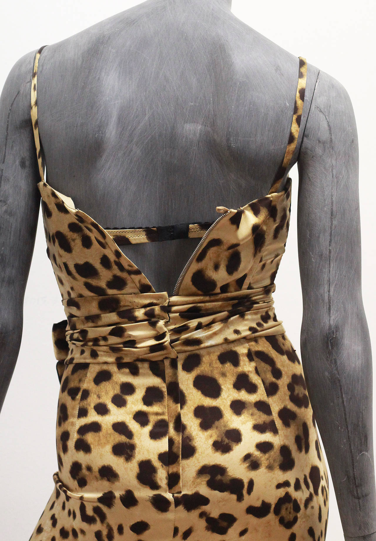 Women's Dolce & Gabbana Corseted Silk Leopard Print Evening Dress