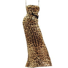 Dolce & Gabbana Corseted Silk Leopard Print Evening Dress