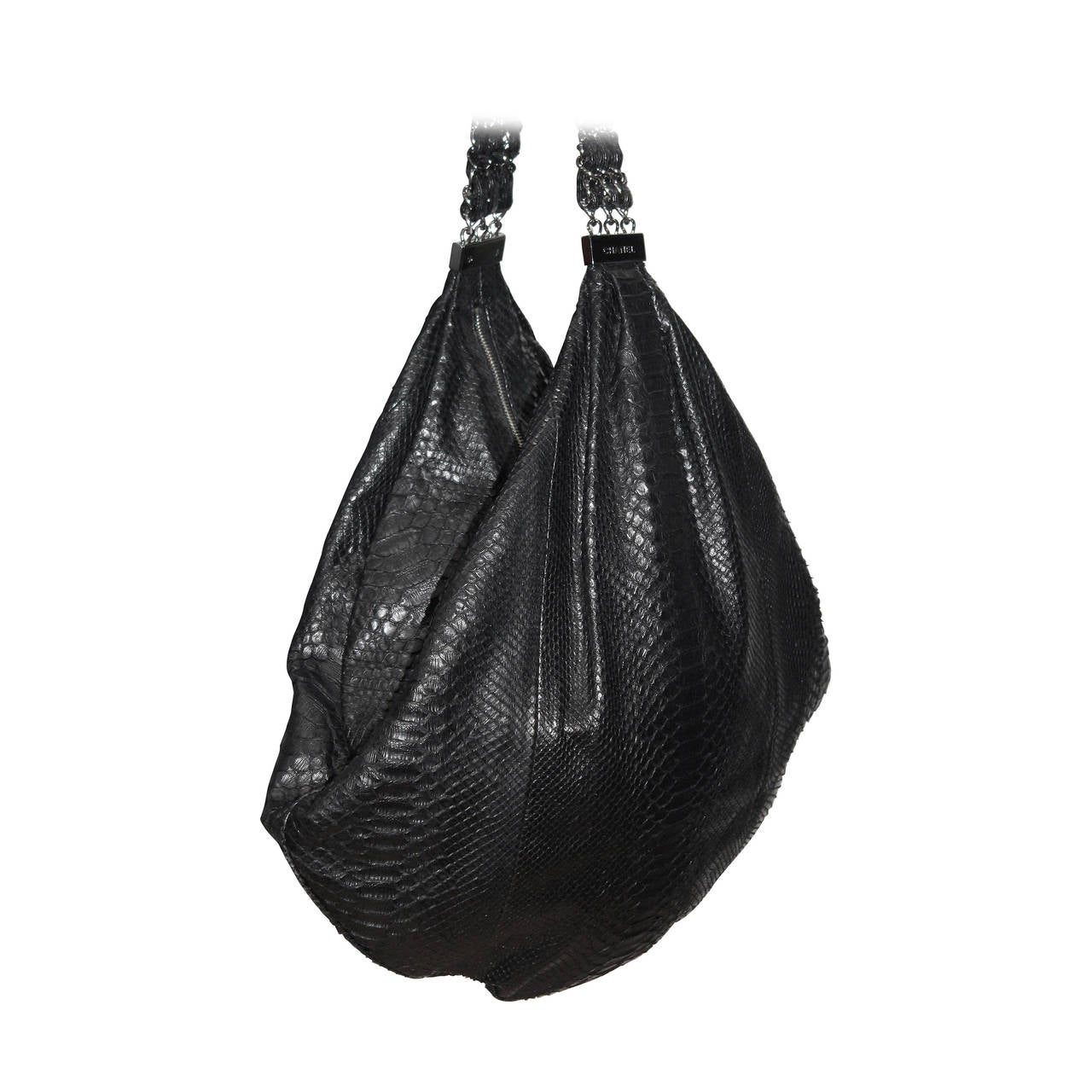 Fine and rare Large Chanel King Python Black Hobo Bag (Spring/Summer 2007)