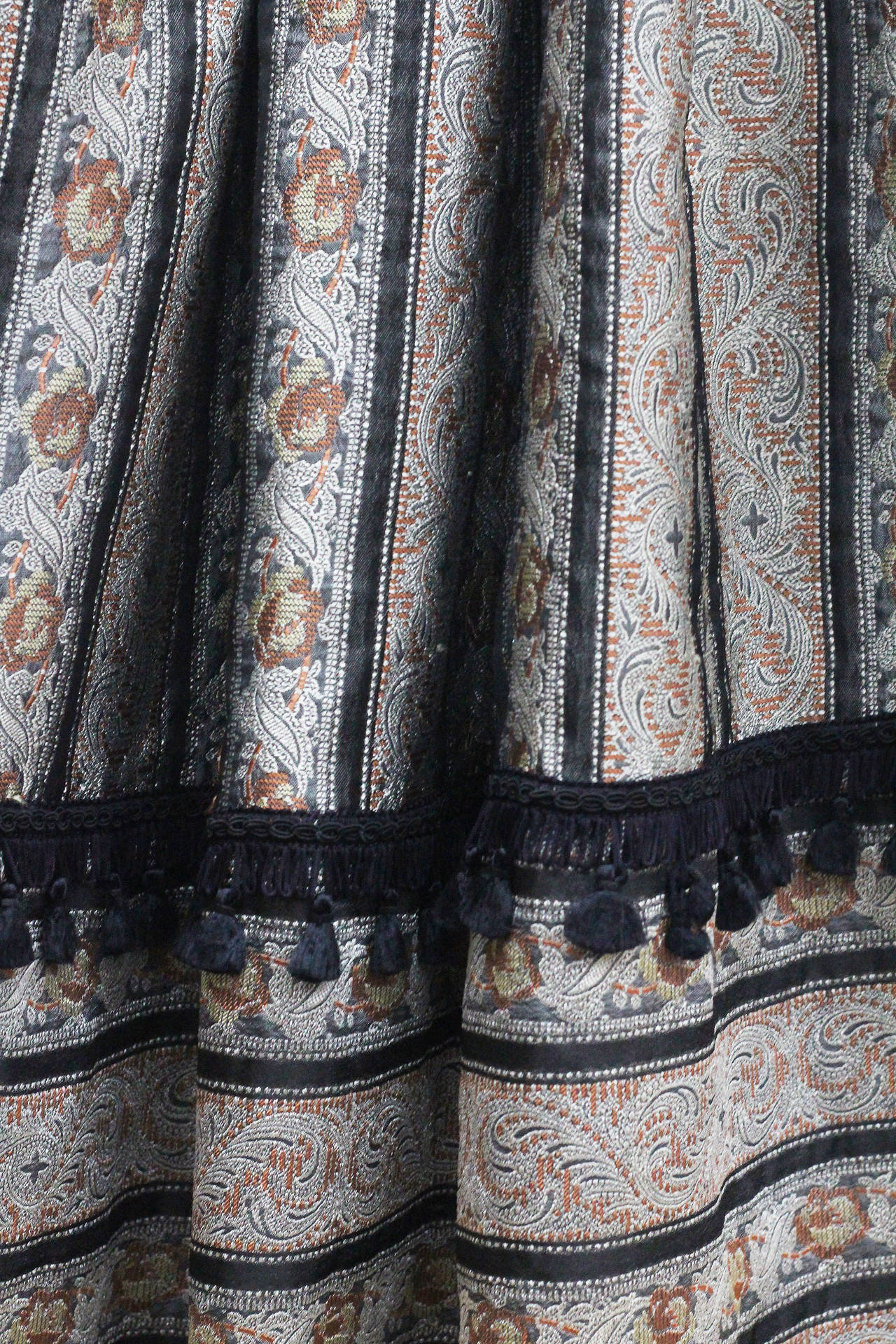 Black Zandra Rhodes Silk Brocade Full Evening Skirt (Autumn/Winter 1990)