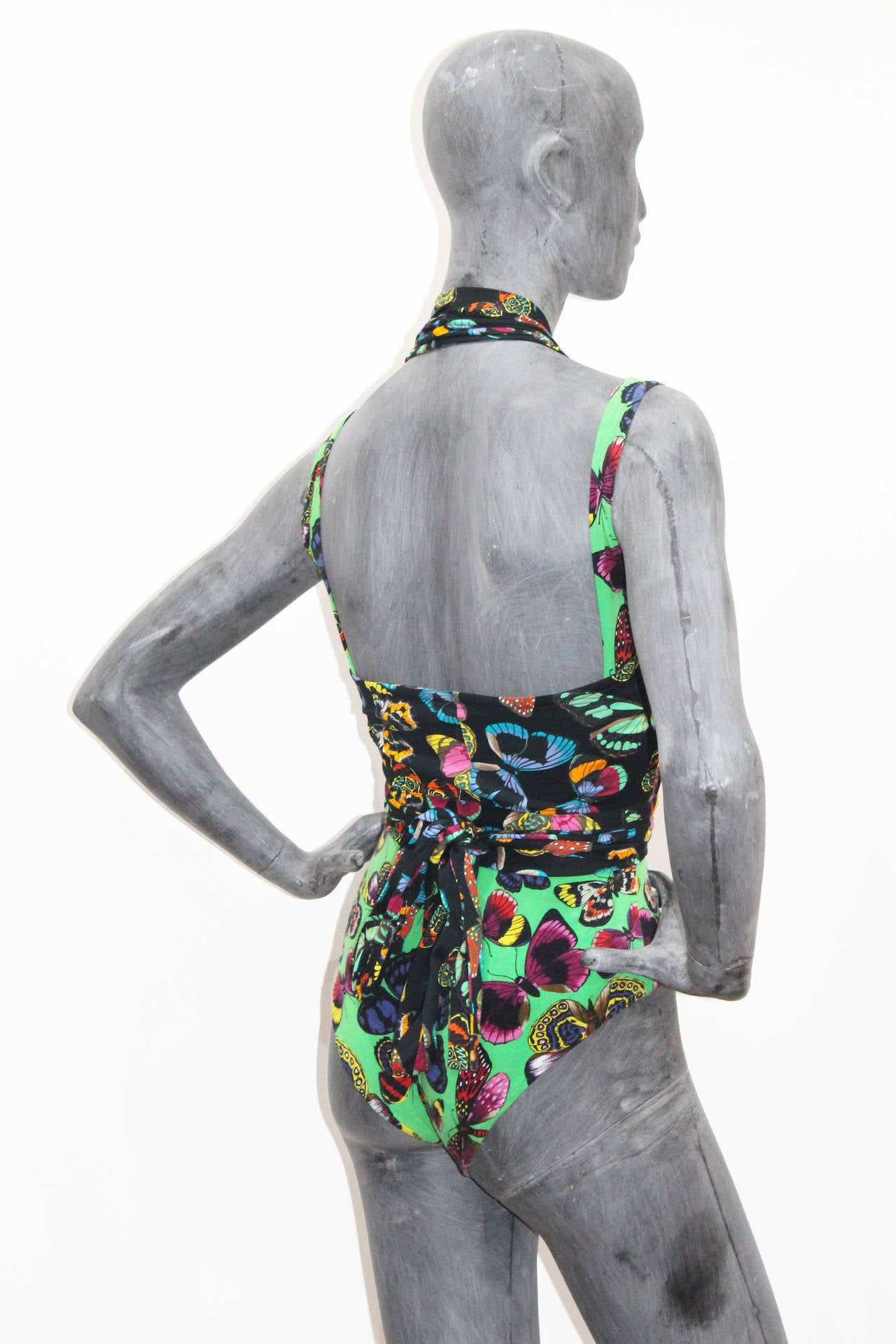 1990s Kenzo Butterfly Cotton Body Suit And Halter Neck Wrap Top Ensemble In Excellent Condition In London, GB