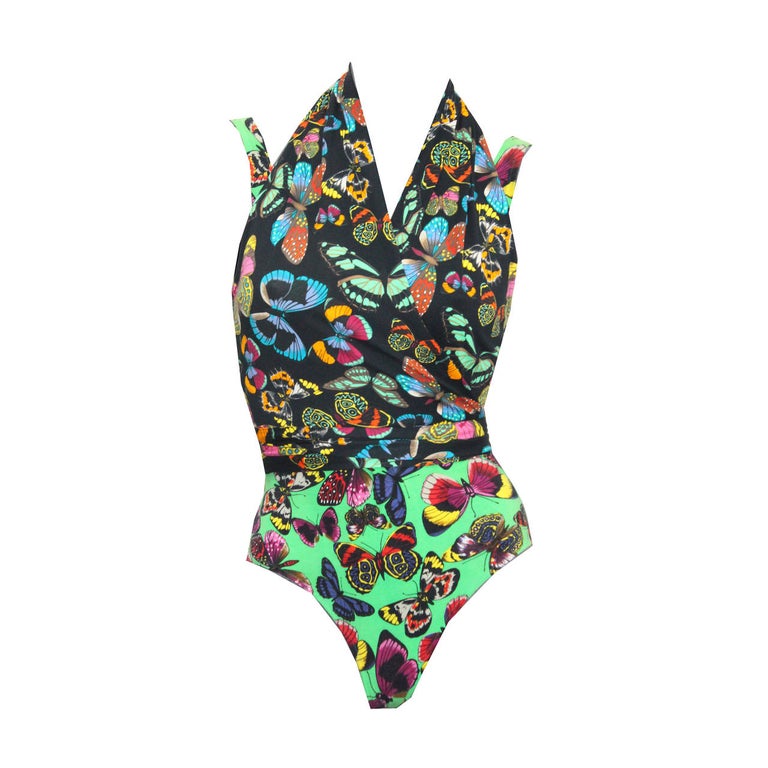 1990s Kenzo Butterfly Cotton Body Suit And Halter Neck Wrap Top ...