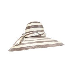 1980s Nina Ricci Haute Couture Striped Wide Brim Straw Sunhat