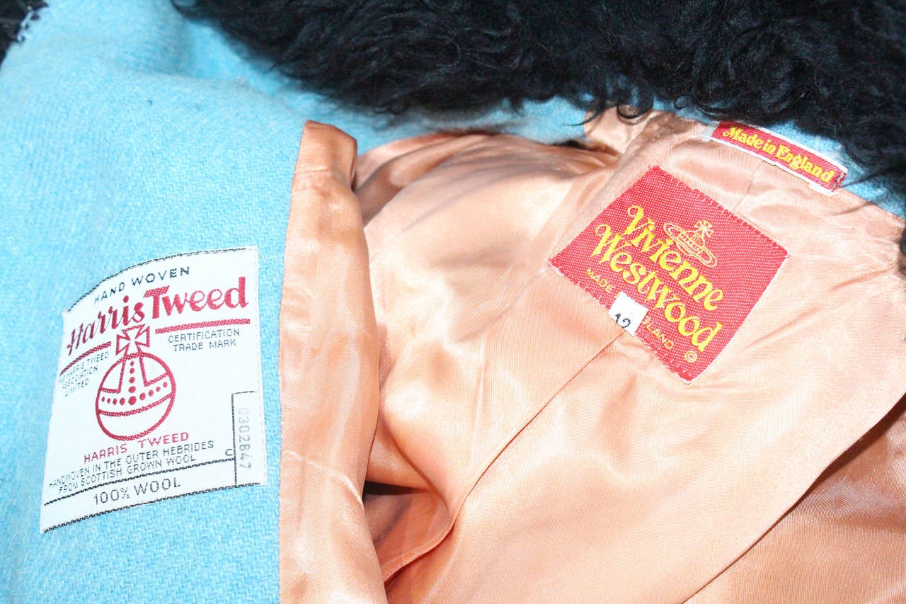 Women's Iconic Vivienne Westwood Shearling Harris Tweed Coat c. 1994