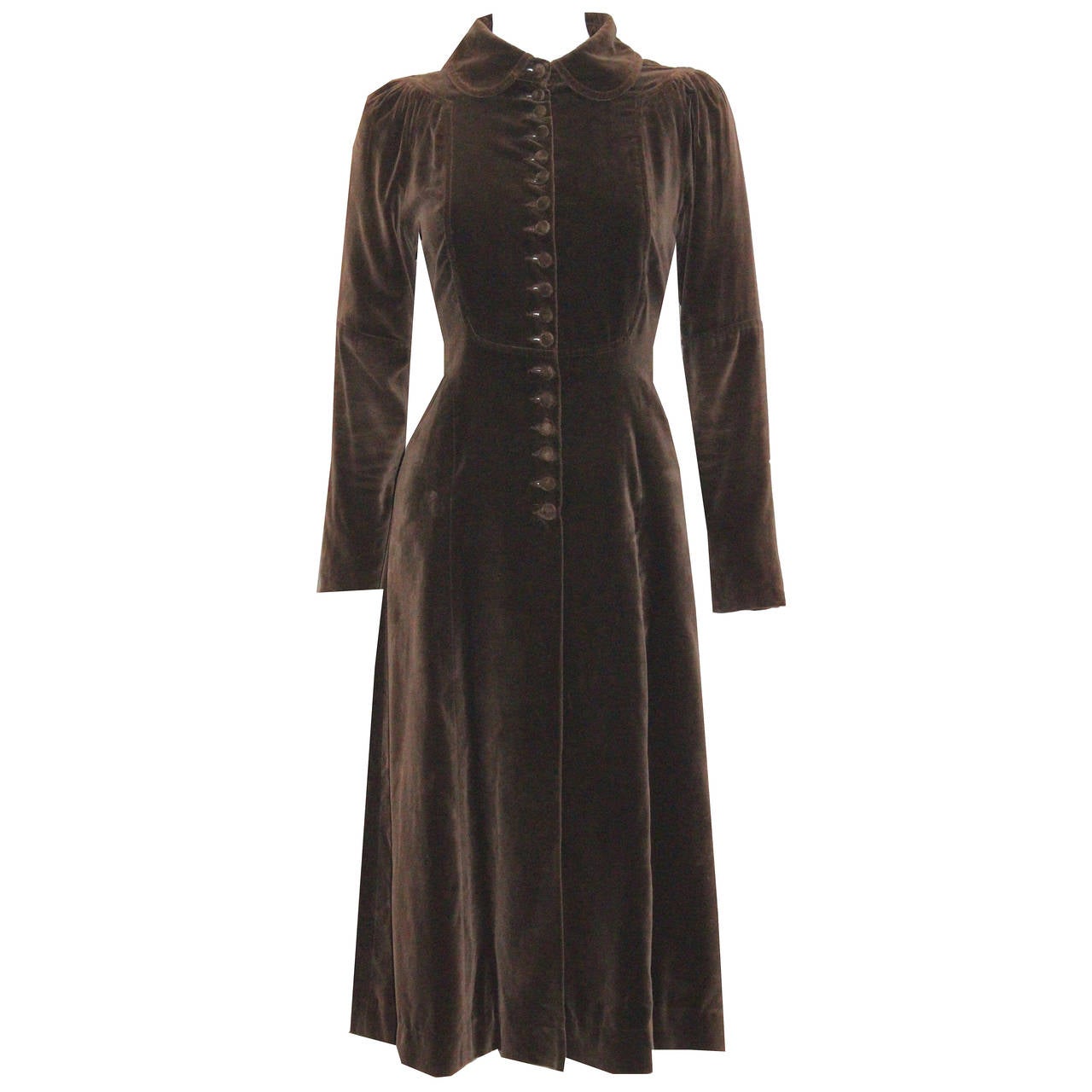 1960s Museum/Rare Early Ossie Clark Velvet Pleated Coat