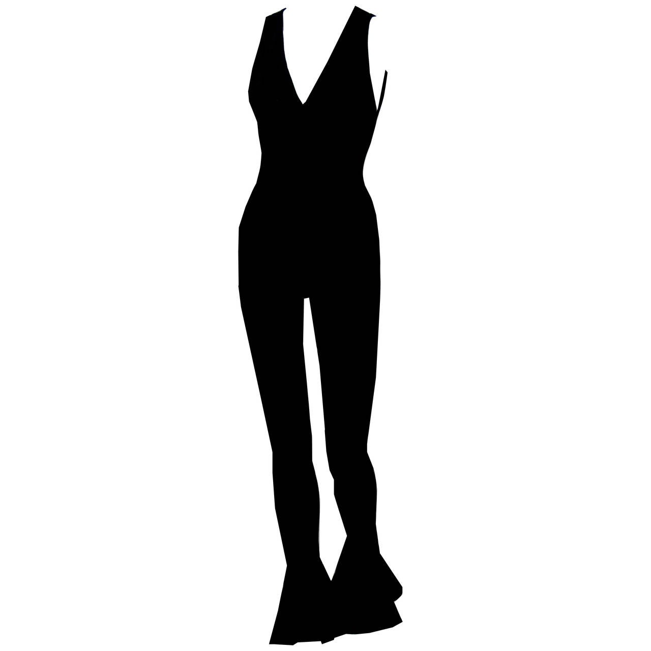 1990s Gianni Versace Black Flare Jumpsuit