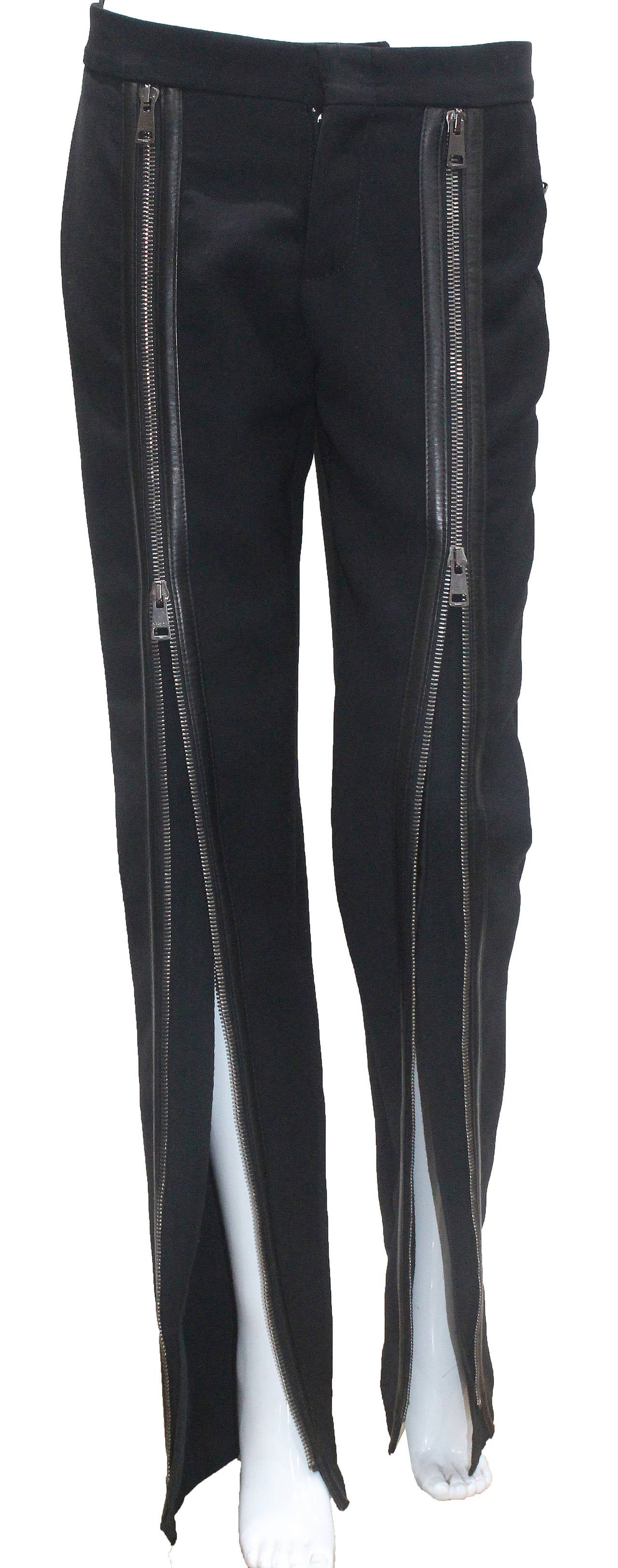 Black Iconic and rare Tom Ford for Gucci runway zipper leather pants c. 2001