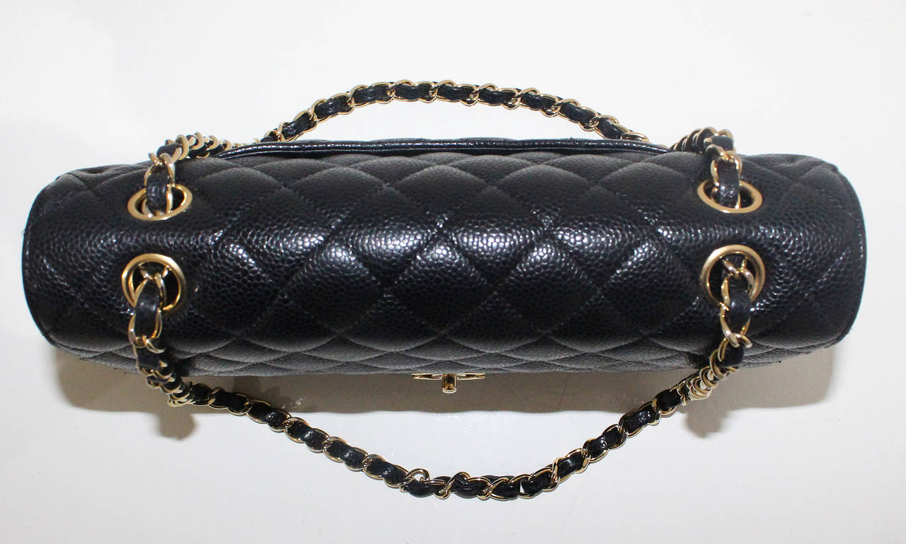 Chanel Black Quilted Caviar Classic Medium Double Flap Bag, Excellent Condition 2