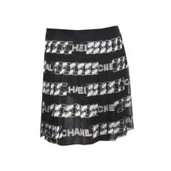 Chanel pleated silk chiffon mini skirt with chain print c. 2001