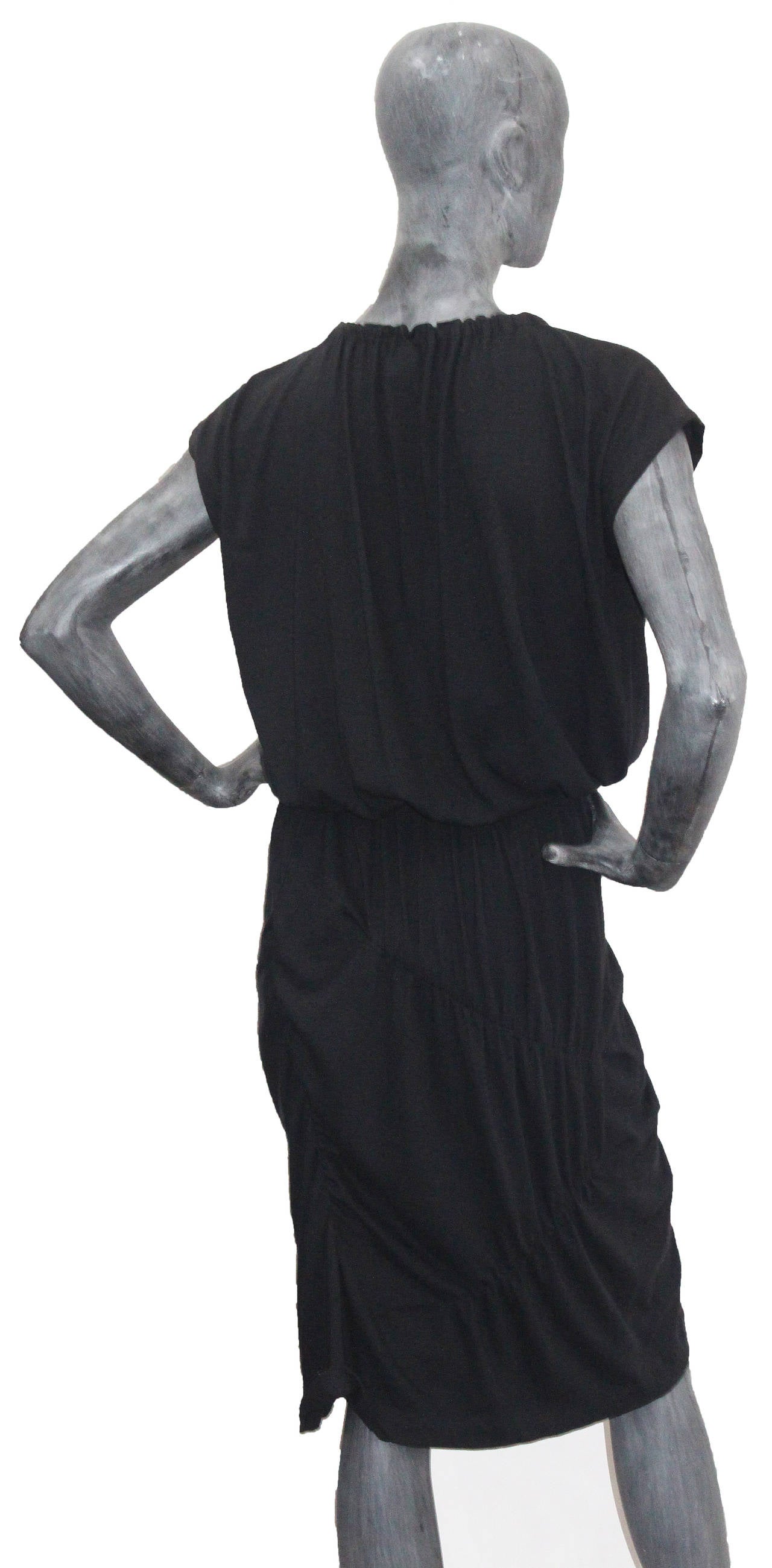 Women's Early 1980s COMME des GARCONS Deconstructed Black Jersey Dress
