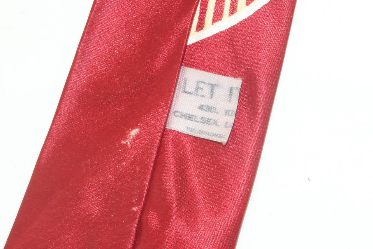 From Vivienne Westwood and Malcolm McLaren's first ever shop 'Let it Rock!' at 430 Kings Road, Chelsea, London, which opened in 1971. This tie is from the first year the store ever opened and is extremely rare. At the time Westwood and McLaren were