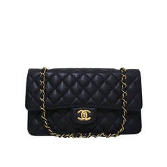 Chanel Black Quilted Caviar Classic Medium Double Flap Bag, Excellent Condition