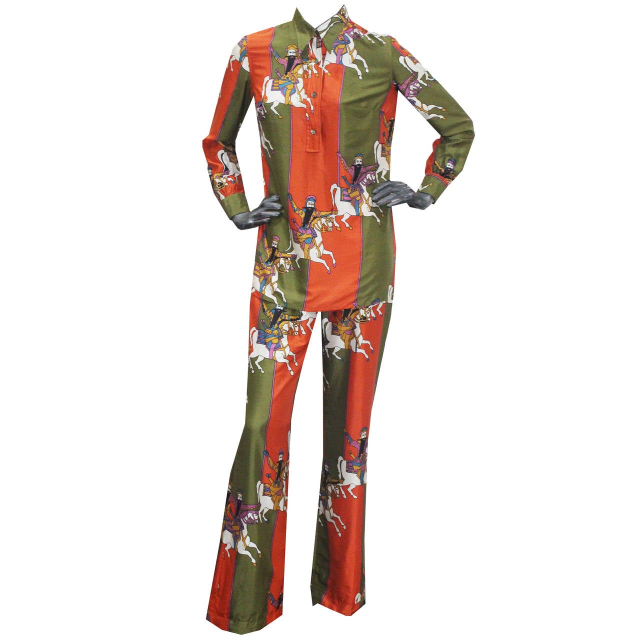 1960s Harrods London Silk Trouser Suit