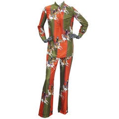 1960s Harrods London Silk Trouser Suit