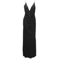 Retro 1990s Tom Ford for Gucci Silk Jersey Draped Spaghetti Strap Evening Dress