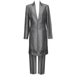 Early Alexander McQueen Mens Embroidered Silk Trouser Suit c. 1997
