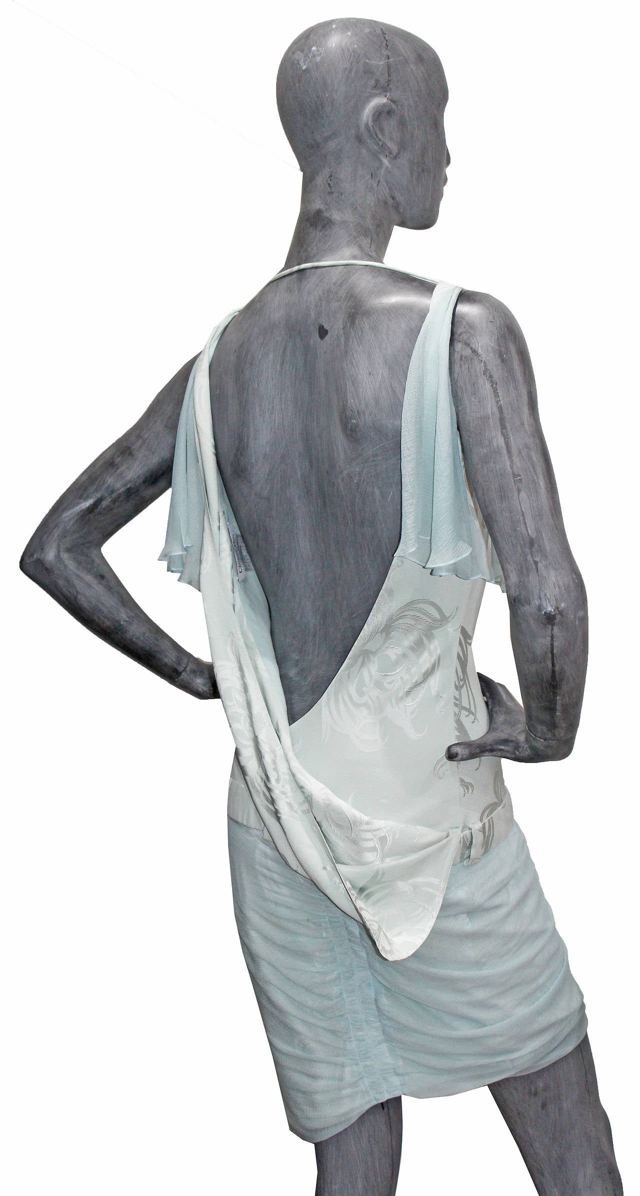 Gray Christian Dior by John Galliano Silk Backless Mini Dress c. 2005