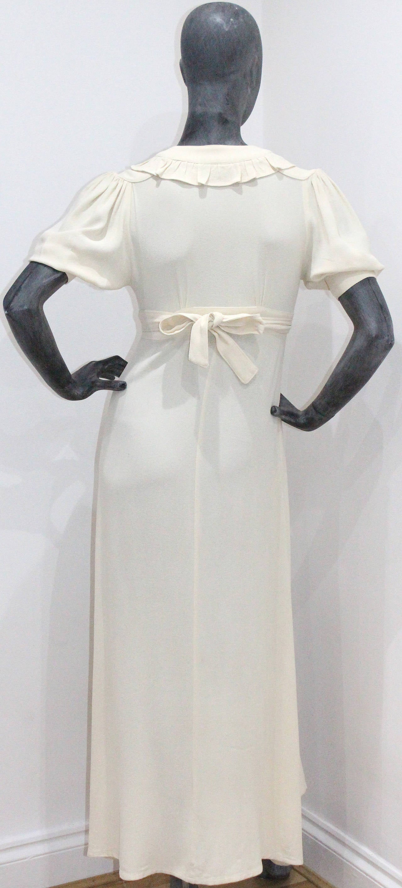 Women's 1970s Ossie Clark Ivory Moss Crepe Wrap Dress