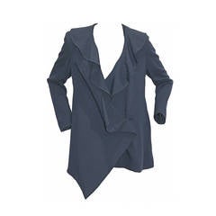 Early and rare John Galliano Marine Blue Draped Swing Jacket c. 1980s