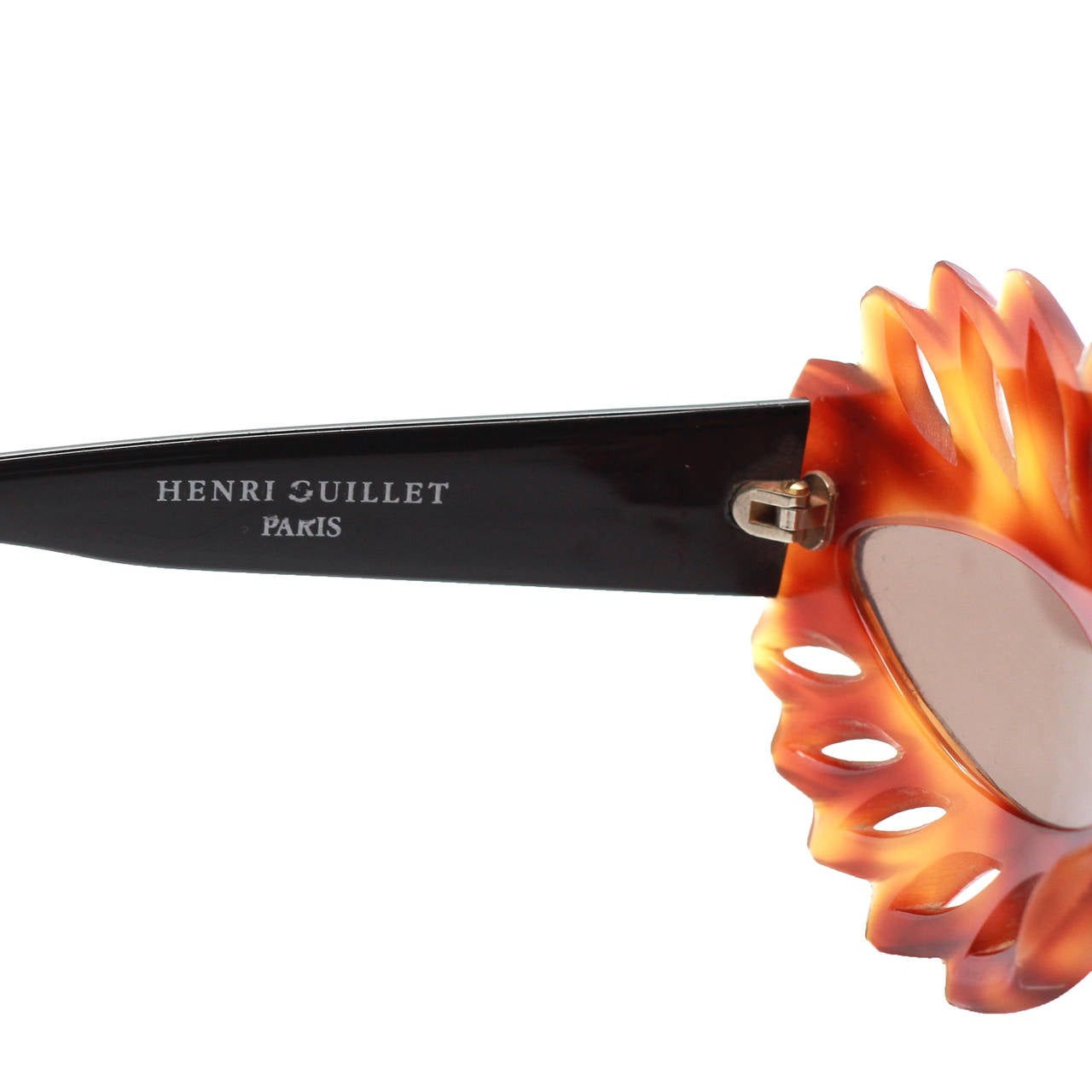 Fine and rare 1980s Tortoise Shell Eyelash Sunglasses by Henri Guillet In Excellent Condition In London, GB