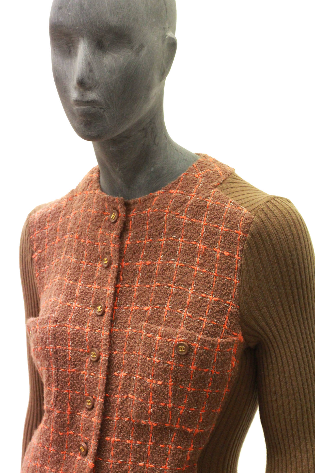 Chanel rib knit body con dress with attached jacket c. 1995 3