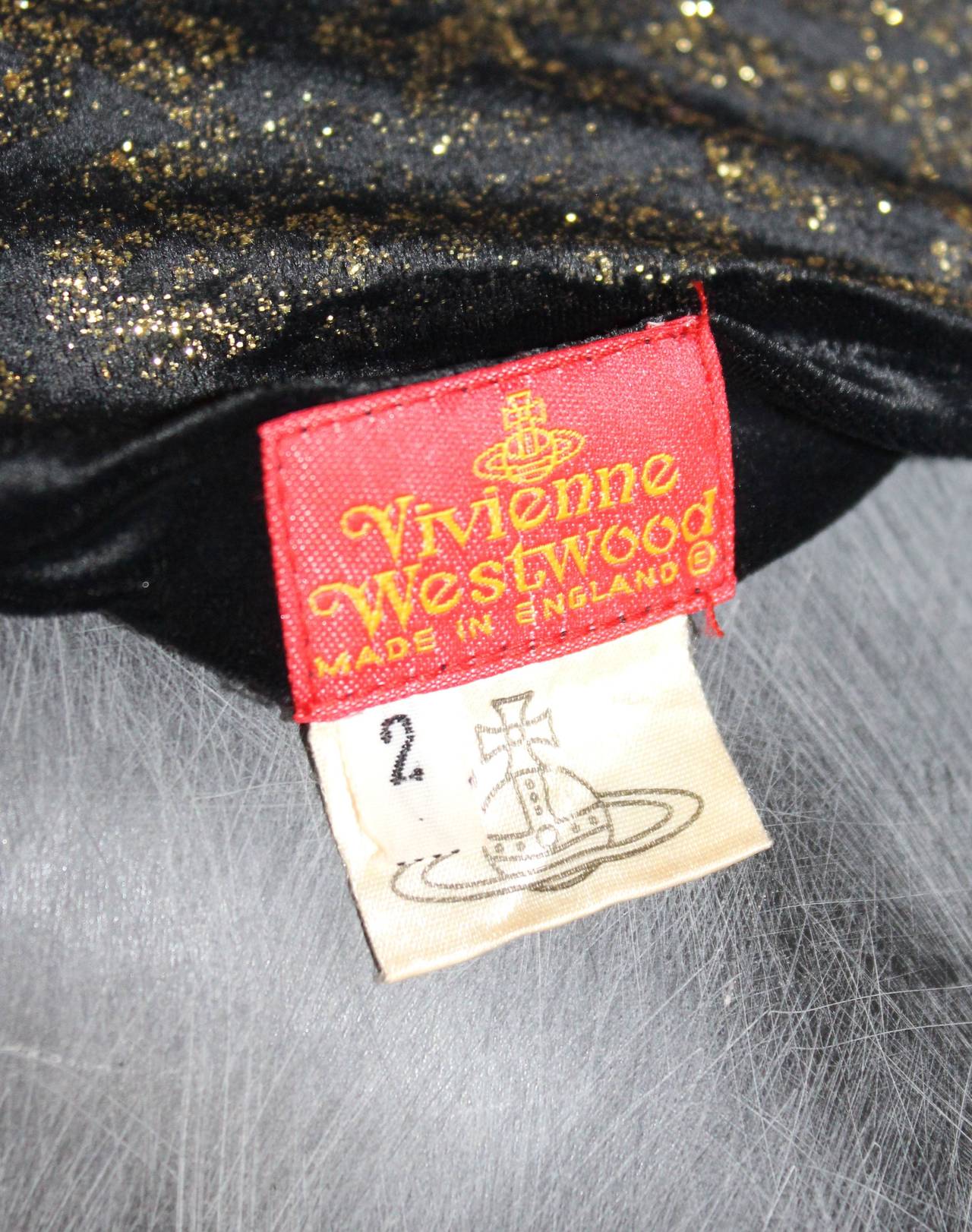Fine and rare Vivienne Westwood 'Portrait Collection' velvet glitter dress In Good Condition In London, GB